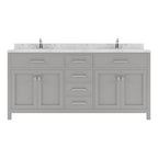 VHG MD-2072-CMRO-GR-NM Caroline 72" Double Bath Vanity in Gray with Cultured Marble Quartz Top and Round Sinks
