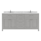 VHG MD-2072-CMSQ-GR-NM Caroline 72" Double Bath Vanity in Gray with Cultured Marble Quartz Top and Square Sinks