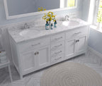 VHG MD-2072-CMRO-WH-NM Caroline 72" Double Bath Vanity in White with Cultured Marble Quartz Top and Round Sinks