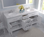 VHG MD-2072-CMRO-WH-NM Caroline 72" Double Bath Vanity in White with Cultured Marble Quartz Top and Round Sinks