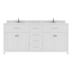 VHG MD-2072-CMRO-WH-NM Caroline 72" Double Bath Vanity in White with Cultured Marble Quartz Top and Round Sinks