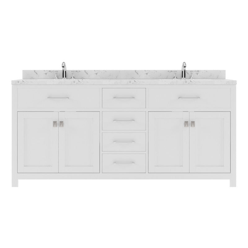 VHG MD-2072-CMRO-WH-NM Caroline 72" Double Bath Vanity in White with Cultured Marble Quartz Top and Round Sinks