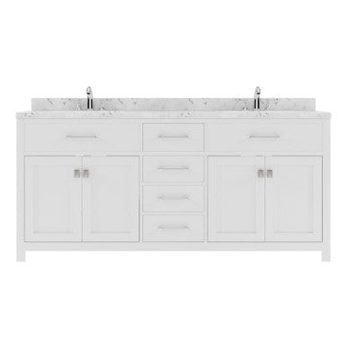 VHG MD-2072-CMRO-WH-NM Caroline 72" Double Bath Vanity in White with Cultured Marble Quartz Top and Round Sinks