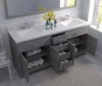 VHG MD-2072-CMSQ-GR-NM Caroline 72" Double Bath Vanity in Gray with Cultured Marble Quartz Top and Square Sinks