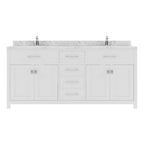 VHG MD-2072-CMSQ-WH-NM Caroline 72" Double Bath Vanity in White with Cultured Marble Quartz Top and Square Sinks