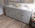 VHG MD-2072-DWQRO-GR-NM Caroline 72" Double Bath Vanity in Gray with White Quartz Top and Round Sinks