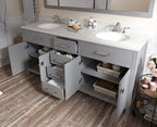 VHG MD-2072-DWQRO-GR-NM Caroline 72" Double Bath Vanity in Gray with White Quartz Top and Round Sinks