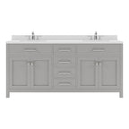 VHG MD-2072-DWQRO-GR-NM Caroline 72" Double Bath Vanity in Gray with White Quartz Top and Round Sinks