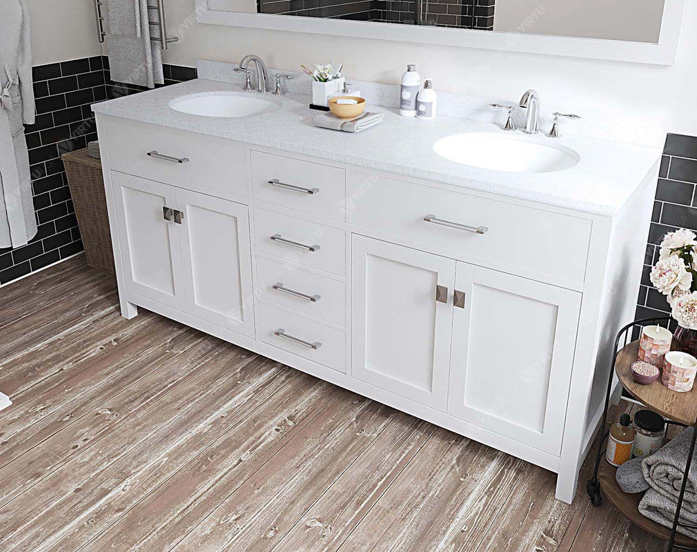 VHG MD-2072-DWQRO-WH-NM Caroline 72" Double Bath Vanity in White with White Quartz Top and Round Sinks