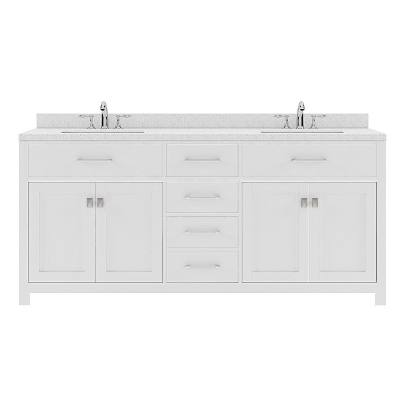 VHG MD-2072-DWQRO-WH-NM Caroline 72" Double Bath Vanity in White with White Quartz Top and Round Sinks