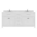 VHG MD-2072-DWQRO-WH-NM Caroline 72" Double Bath Vanity in White with White Quartz Top and Round Sinks