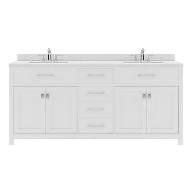 VHG MD-2072-DWQRO-WH-NM Caroline 72" Double Bath Vanity in White with White Quartz Top and Round Sinks
