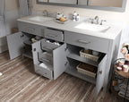 VHG MD-2072-DWQSQ-GR-NM Caroline 72" Double Bath Vanity in Gray with White Quartz Top and Square Sinks