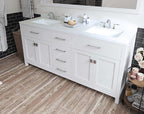 VHG MD-2072-DWQSQ-WH-NM Caroline 72" Double Bath Vanity in White with White Quartz Top and Square Sinks