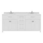 VHG MD-2072-DWQSQ-WH-NM Caroline 72" Double Bath Vanity in White with White Quartz Top and Square Sinks