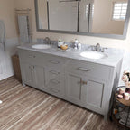 VHG MD-2072-WMRO-GR-NM Caroline 72" Double Bath Vanity in Gray with White Marble Top and Round Sinks