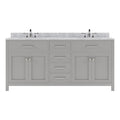 VHG MD-2072-WMRO-GR-NM Caroline 72" Double Bath Vanity in Gray with White Marble Top and Round Sinks
