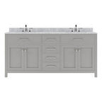 VHG MD-2072-WMRO-GR-NM Caroline 72" Double Bath Vanity in Gray with White Marble Top and Round Sinks