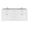 VHG MD-2072-WMRO-WH-NM Caroline 72" Double Bath Vanity in White with White Marble Top and Round Sinks