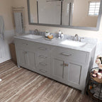 VHG MD-2072-WMSQ-GR-NM Caroline 72" Double Bath Vanity in Gray with White Marble Top and Square Sinks