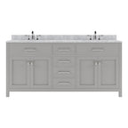 VHG MD-2072-WMSQ-GR-NM Caroline 72" Double Bath Vanity in Gray with White Marble Top and Square Sinks