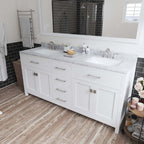 VHG MD-2072-WMSQ-WH-NM Caroline 72" Double Bath Vanity in White with White Marble Top and Square Sinks