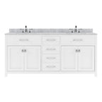 VHG MD-2072-WMSQ-WH-NM Caroline 72" Double Bath Vanity in White with White Marble Top and Square Sinks