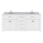 VHG MD-2072-WMSQ-WH-NM Caroline 72" Double Bath Vanity in White with White Marble Top and Square Sinks