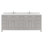 VHG MD-2178-DWQSQ-GR-NM Caroline Parkway 78" Double Bath Vanity in Gray with White Quartz Top and Square Sinks