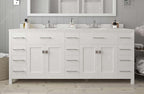 VHG MD-2178-DWQSQ-WH-NM Caroline Parkway 78" Double Bath Vanity in White with White Quartz Top and Square Sinks