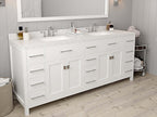 VHG MD-2178-DWQSQ-WH-NM Caroline Parkway 78" Double Bath Vanity in White with White Quartz Top and Square Sinks