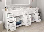 VHG MD-2178-DWQSQ-WH-NM Caroline Parkway 78" Double Bath Vanity in White with White Quartz Top and Square Sinks
