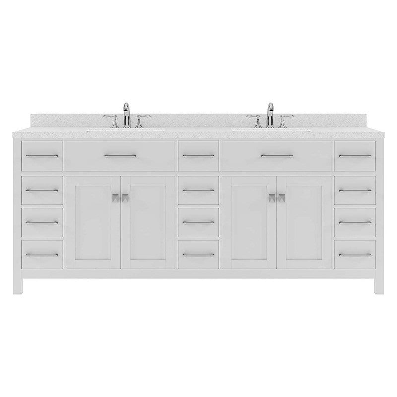 VHG MD-2178-DWQSQ-WH-NM Caroline Parkway 78" Double Bath Vanity in White with White Quartz Top and Square Sinks