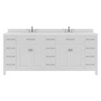 VHG MD-2178-DWQSQ-WH-NM Caroline Parkway 78" Double Bath Vanity in White with White Quartz Top and Square Sinks