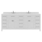 VHG MD-2178-DWQSQ-WH-NM Caroline Parkway 78" Double Bath Vanity in White with White Quartz Top and Square Sinks