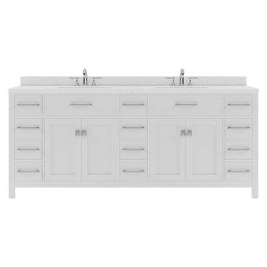 VHG MD-2178-DWQSQ-WH-NM Caroline Parkway 78" Double Bath Vanity in White with White Quartz Top and Square Sinks
