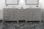 VHG MD-2193-CMRO-GR-NM Caroline Parkway 93" Double Bath Vanity in Gray with Cultured Marble Quartz Top and Round Sinks