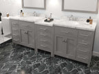 VHG MD-2193-CMRO-GR-NM Caroline Parkway 93" Double Bath Vanity in Gray with Cultured Marble Quartz Top and Round Sinks