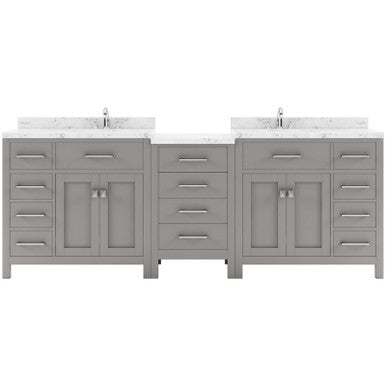 VHG MD-2193-CMSQ-GR-NM Caroline Parkway 93" Double Bath Vanity in Gray with Cultured Marble Quartz Top and Square Sinks