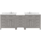 VHG MD-2193-CMSQ-GR-NM Caroline Parkway 93" Double Bath Vanity in Gray with Cultured Marble Quartz Top and Square Sinks