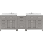 VHG MD-2193-CMRO-GR-NM Caroline Parkway 93" Double Bath Vanity in Gray with Cultured Marble Quartz Top and Round Sinks