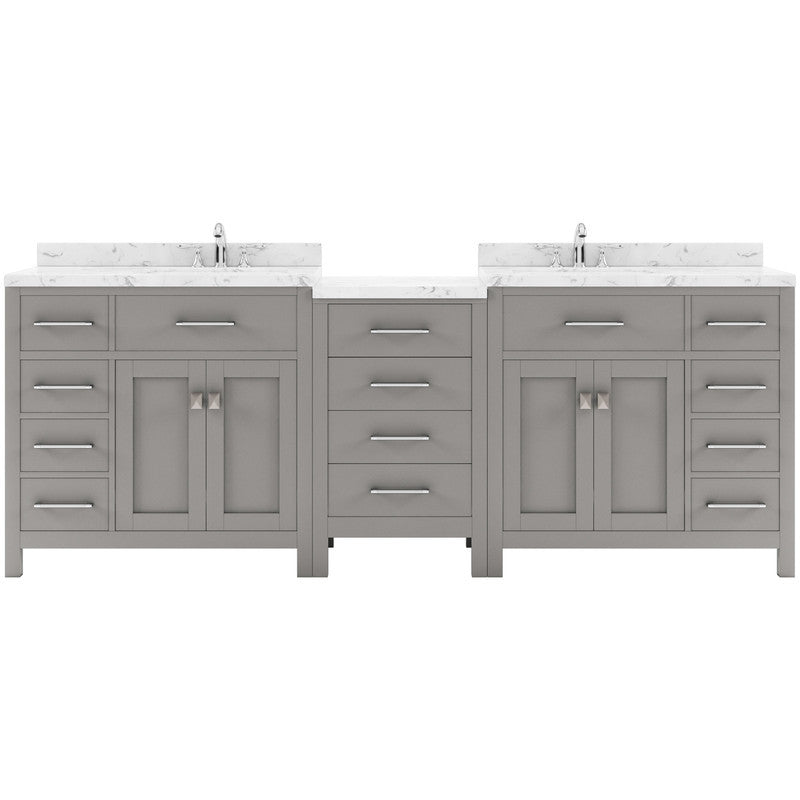 VHG MD-2193-CMRO-GR-NM Caroline Parkway 93" Double Bath Vanity in Gray with Cultured Marble Quartz Top and Round Sinks