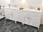 VHG MD-2193-CMRO-WH-NM Caroline Parkway 93" Double Bath Vanity in White with Cultured Marble Quartz Top and Round Sinks