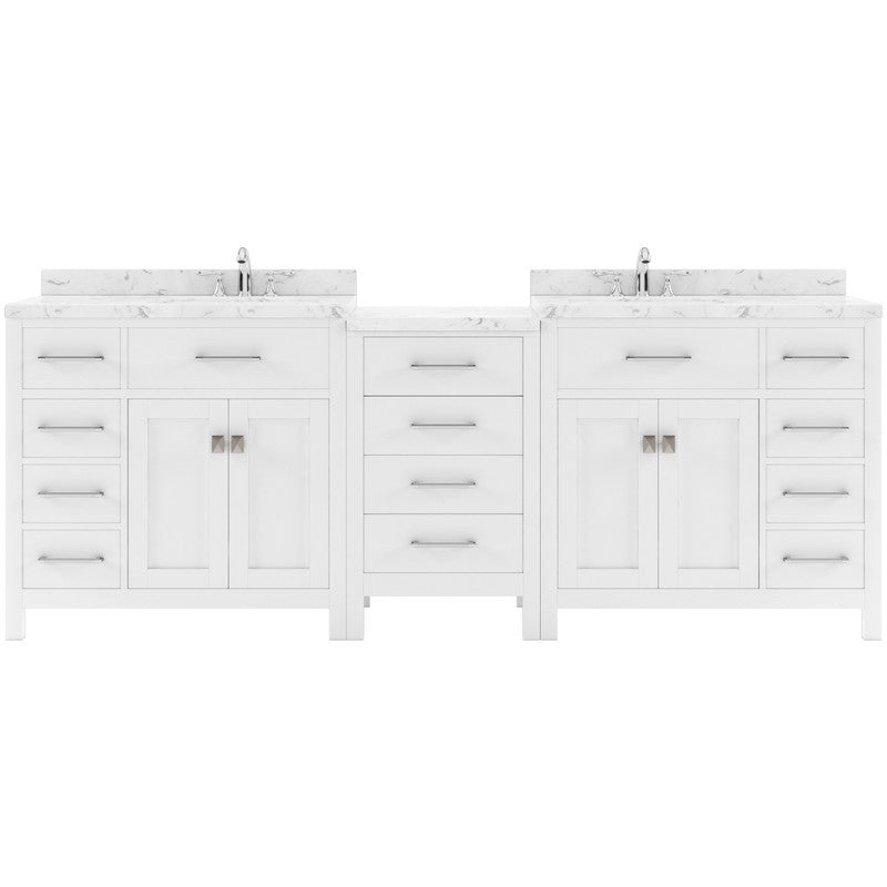 VHG MD-2193-CMSQ-WH-NM Caroline Parkway 93" Double Bath Vanity in White with Cultured Marble Quartz Top and Square Sinks