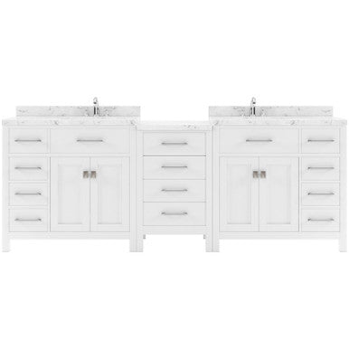 VHG MD-2193-CMSQ-WH-NM Caroline Parkway 93" Double Bath Vanity in White with Cultured Marble Quartz Top and Square Sinks