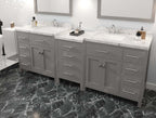 VHG MD-2193-CMSQ-GR-NM Caroline Parkway 93" Double Bath Vanity in Gray with Cultured Marble Quartz Top and Square Sinks