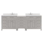 VHG MD-2193-DWQRO-GR-NM Caroline Parkway 93" Double Bath Vanity in Gray with White Quartz Top and Round Sinks
