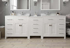 VHG MD-2193-DWQRO-WH-NM Caroline Parkway 93" Double Bath Vanity in White with White Quartz Top and Round Sinks