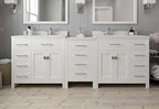 VHG MD-2193-DWQSQ-WH-NM Caroline Parkway 93" Double Bath Vanity in White with White Quartz Top and Square Sinks