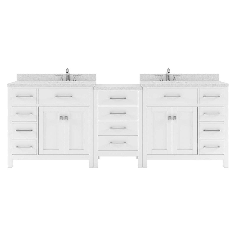 VHG MD-2193-DWQSQ-WH-NM Caroline Parkway 93" Double Bath Vanity in White with White Quartz Top and Square Sinks